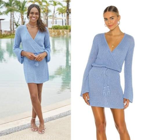 michelle young, blue knit tassel dress, finale, the bachelorette