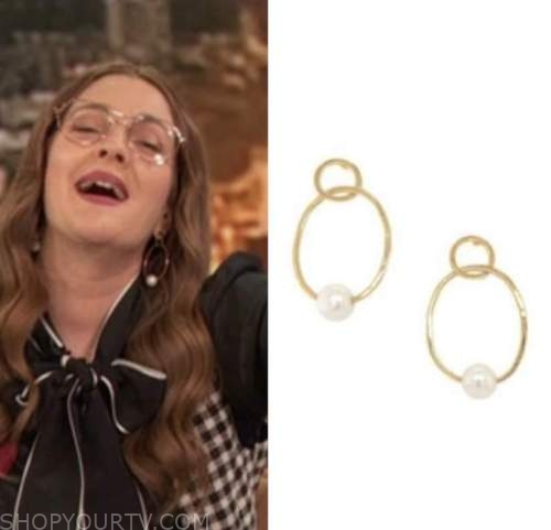 drew barrymore, drew barrymore show, pearl hoop earrings