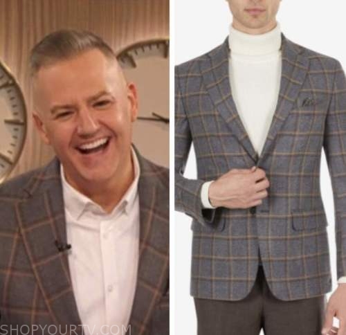 ross mathews, drew barrymore show, grey windowpane sport coat blazer
