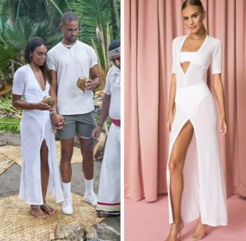 michelle young, the bachelorette, white knit maxi dress, finale