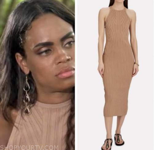 michelle young, the bachelorette, tan ribbed knit midi dress