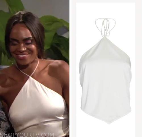 the bachelorette, white halter top, michelle young, finale