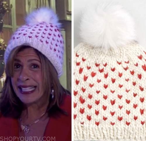 The Today Show: December 2021 Hoda Kotb's Ivory Heart Pom Beanie