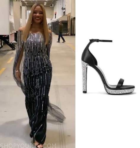 Dynasty: Season 5 Episode 1 Dominique's Black & Silver Pumps | Fashion ...