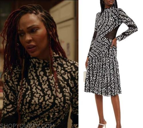 Harlem: Season 1 Episode 5 Camille's Black & White Printed Dress | Shop ...