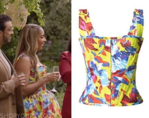 Insecure: Season 5 Episode 9 Yellow & Red Floral Print Corset Top ...