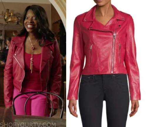 The Madame Blanc Mysteries: Season 1 Episode 1 Red Leather Biket Jacket ...