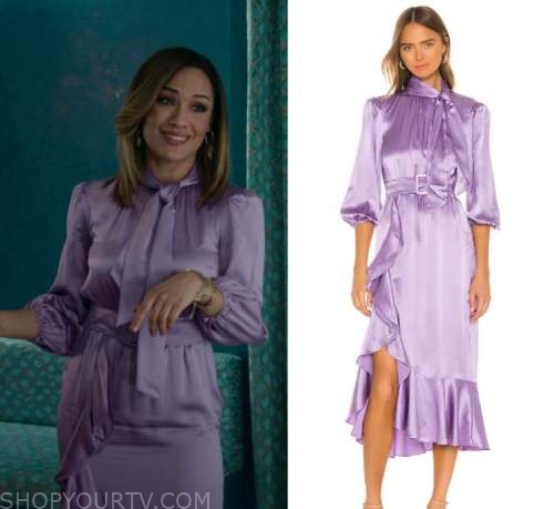 Harlem: Season 1 Episode 3 Quinn's Puplre Satin Neck Tie Dress | Shop ...