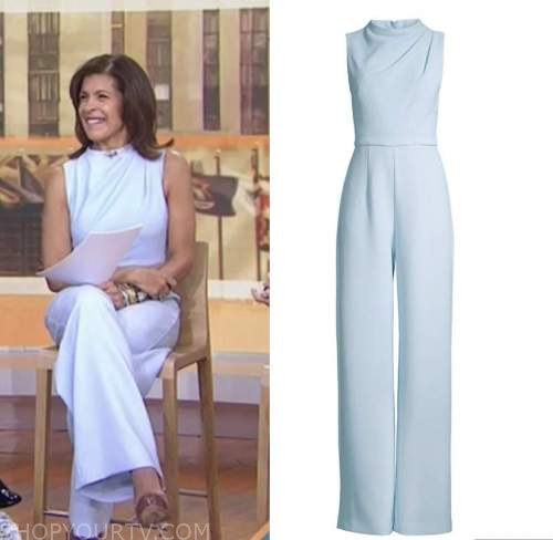 The Today Show: January 2022 Hoda Kotb's Light Blue Draped Jumpsuit ...