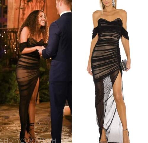 teddi wright, the bachelor, black mesh gown dress