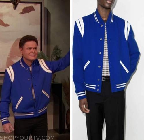 donny osmond, drew barrymore show, blue varsity jacket