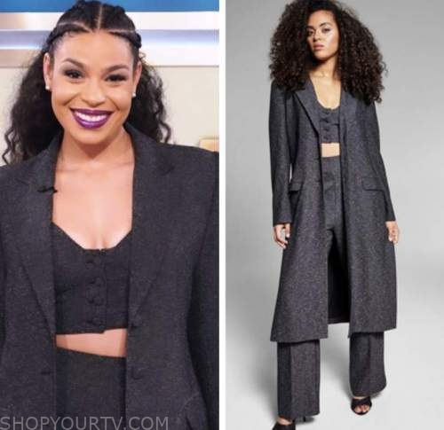 jordin sparks, the real, grey vest, jacket and pant suit