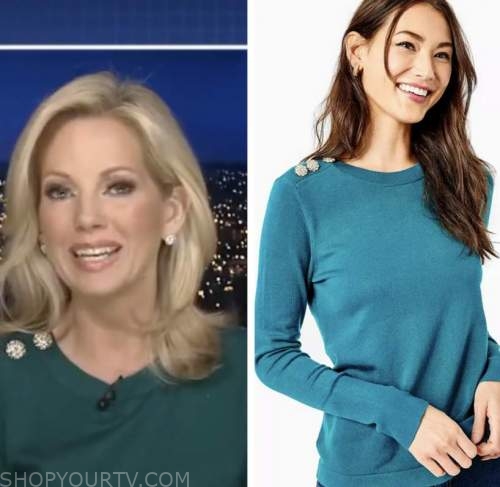 shannon bream, teal sweater, fox news at night