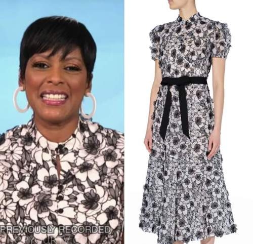 tamron hall, tamron hall show, black and white floral midi dress