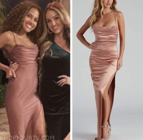 teddi wright, rose gold drape dress, the bachelor