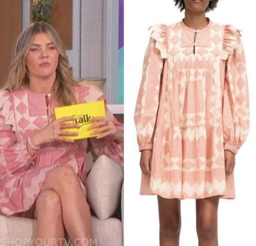 amanda kloots, the talk, pink triangle tunic dress