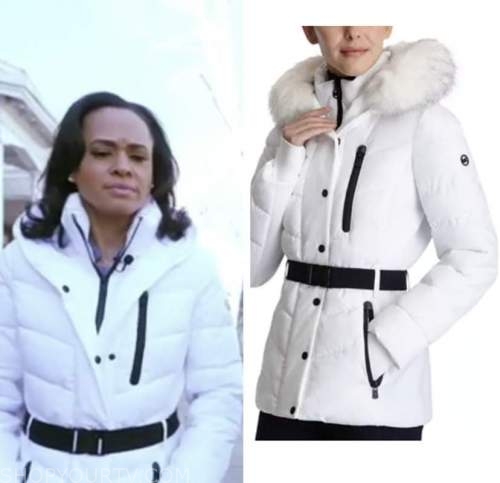 linsey davis, good morning america, white puffer down jacket coat