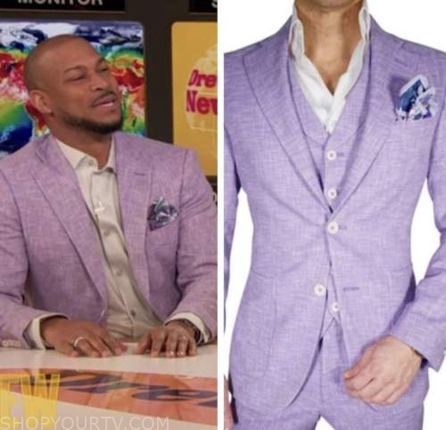 finesse mitchell, drew barrymore show, purple tweed blazer jacket