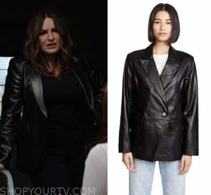 Law & Order SVU: Season 23 Episode 12 Olivia's Black Leather Blazer ...
