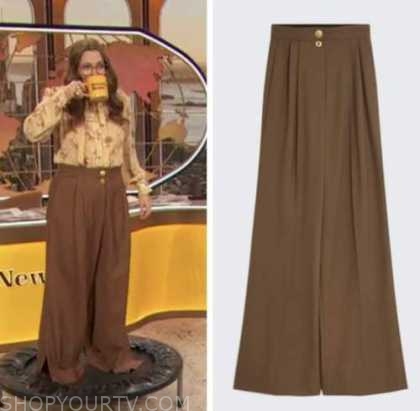 drew barrymore, drew barrymore show, camel brown pants