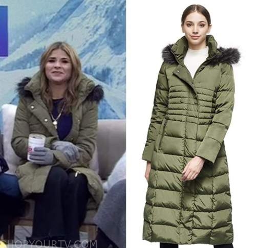 The Today Show: February 2022 Jenna Bush Hager's Green Down Fur Trim ...