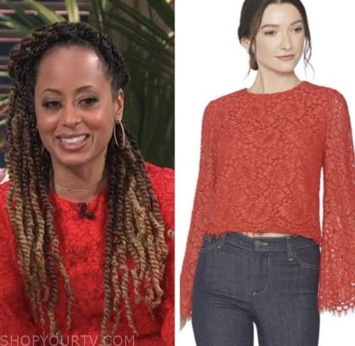 essence atkins, red lace top, E! news, daily pop