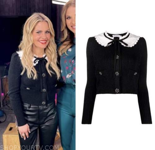 candace cameron bure, black cardigan sweater, entertainment tonight