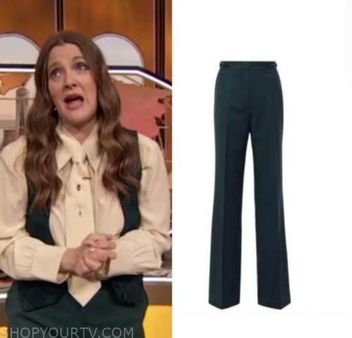 drew barrymore, drew barrymore show, green pants