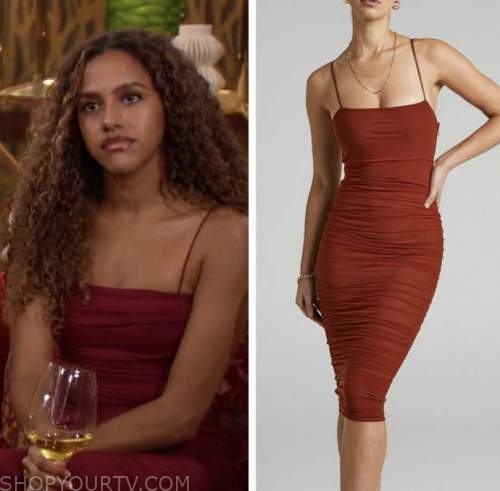 teddi wright, red ruched dress, the bachelor