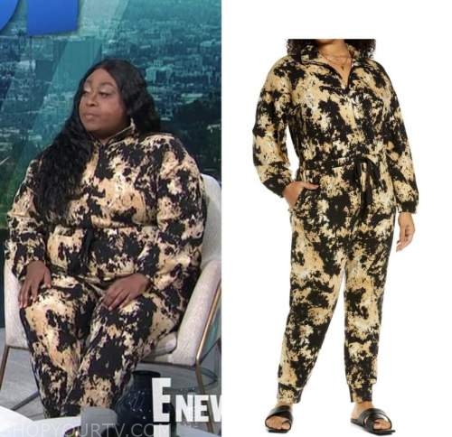 loni love, E! news, daily pop, paint splatter jumpsuit