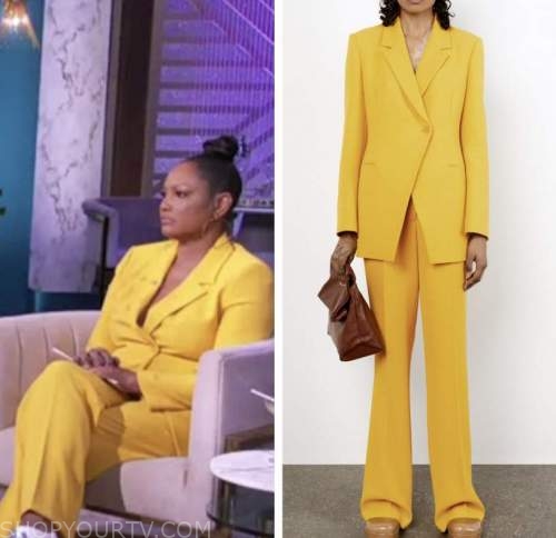 The Real: February 2022 Garcelle Beauvais's Yellow Blazer and Pant Suit ...