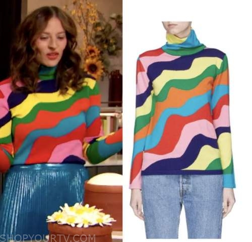 amirah kassem, drew barrymore show, rainbow turtleneck top