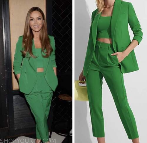 drew barrymore show, nicole lapin, green blazer and pant suit