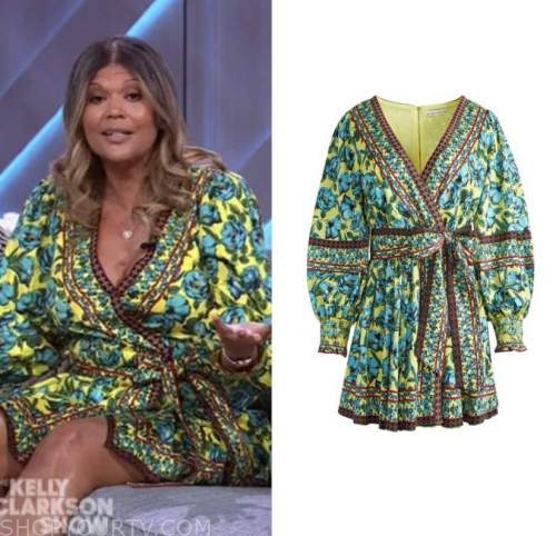 aida rodriguez, yellow floral wrap dress, the kelly clarkson show
