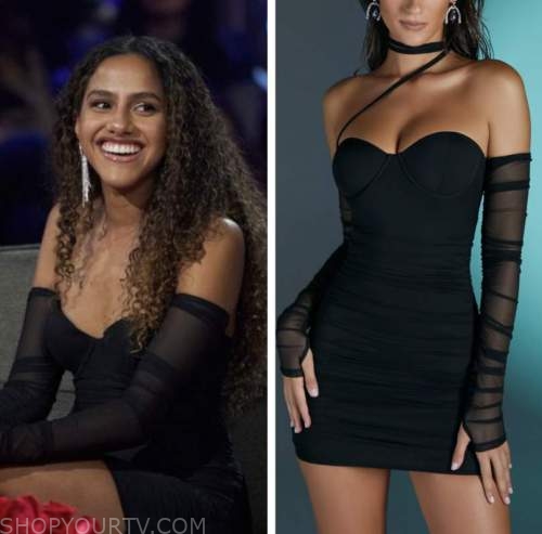 teddi wright, the bachelor, black strapless dress