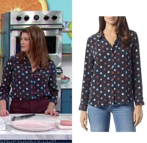 gail simmons, the good dish, star print shirt