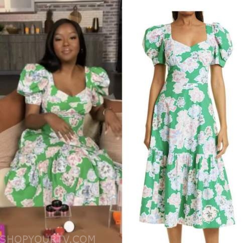 makho ndlovu, the today show, green floral midi dress