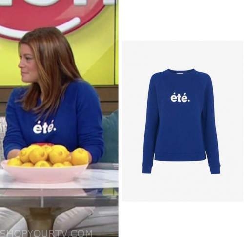 gail simmons, the good dish, blue ete sweater