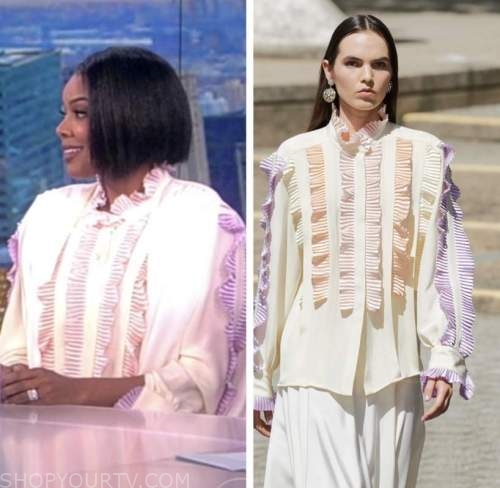 gabrielle union, the view, ivory ruffle blouse shirt