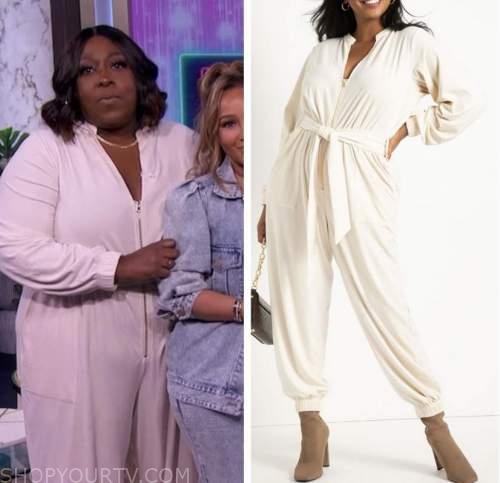 The Real: March 2022 Loni Love's Ivory Corduroy Jumpsuit | Shop Your TV
