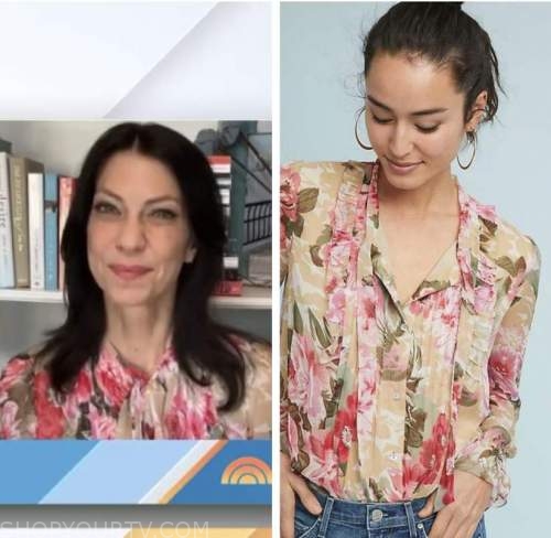 the today show, dr. natalie azar, floral tie neck blouse