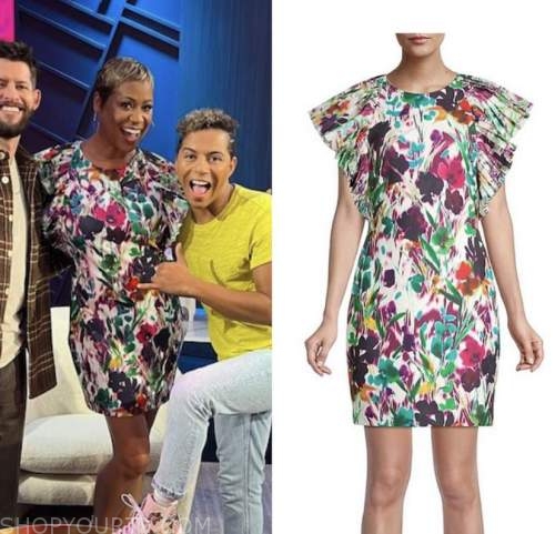 monique kelley, E! news, nightly pop, multicolor flutter dress