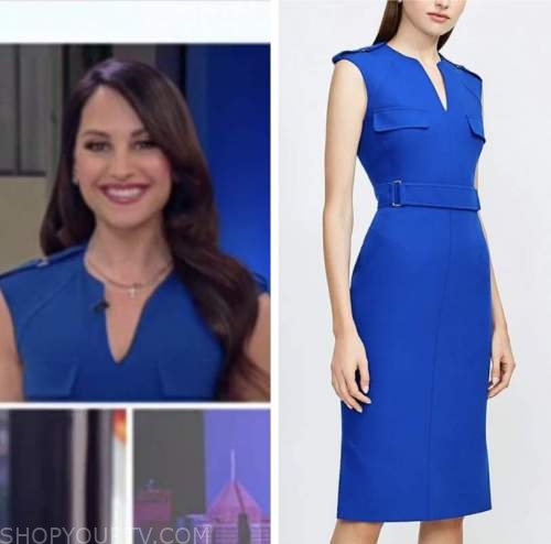 emily compagno, outnumbered, blue dress