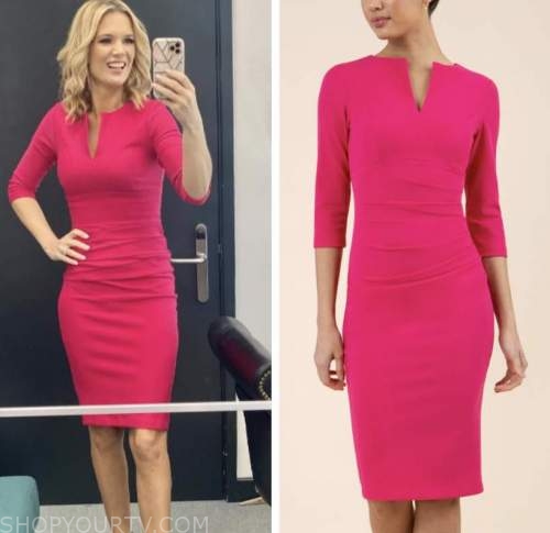 charlotte hawkins, good morning britain, pink pencil dress