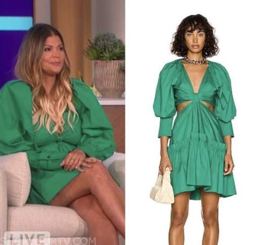 aida rodriguez, the talk, green cutout dress