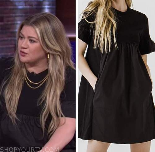 kelly clarkson, the kelly clarkson show, black bell sleeve mini dress