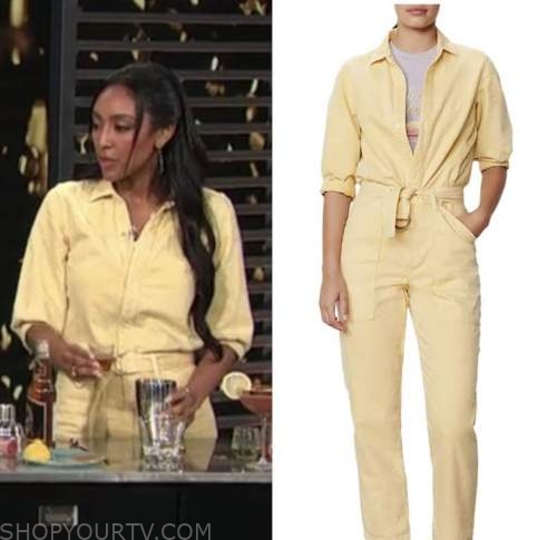 tayshia adams, yellow jumpsuit, E! news, daily pop