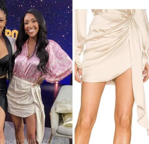 tayshia adams, the bachelor, ivory drape skirt