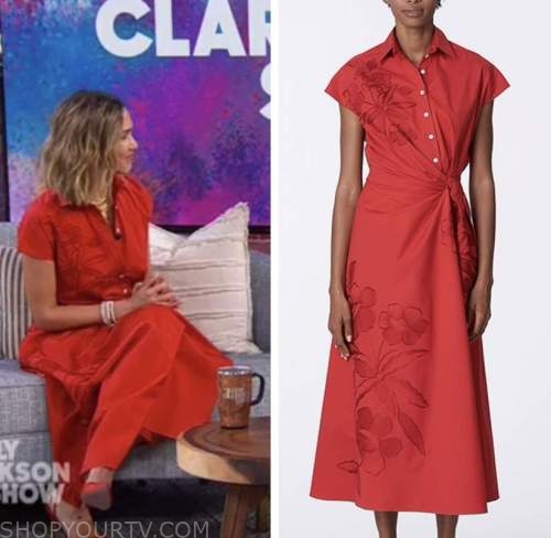 jessica alba, the kelly clarkson show, red floral shirt dress