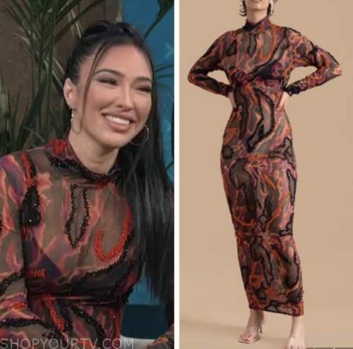 bre tiesi, E! news, daily pop, black and red embellished mesh dress
